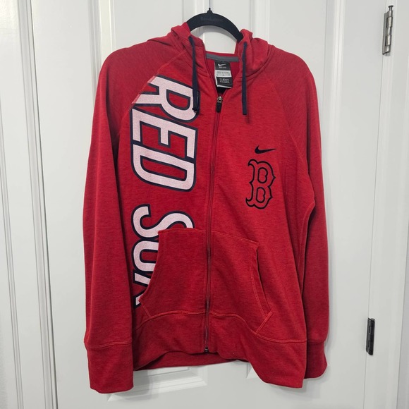 Nike Jackets & Blazers - Nike Boston Red Sox Zip Up Dri Fit Hoodie w/ Finger Holes Size XL Women